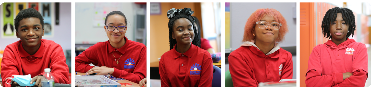 Collage of five individual student portraits